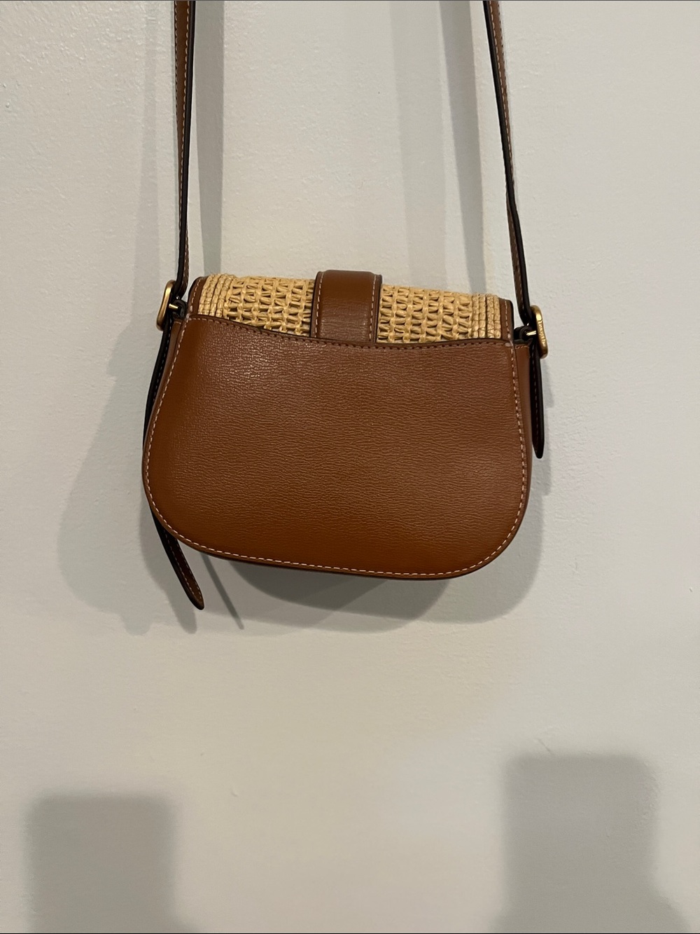 kate spade Woven Saddle Crossbody in Tan and Cream - Picture 3 of 4